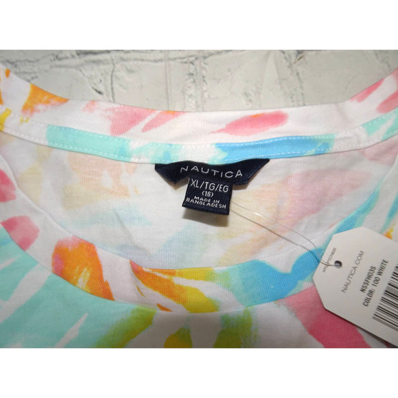 NWT Nautica Sz XL Girls Multicolor Tye Die Short Sleeve Skater Dress - Picture 5 of 8